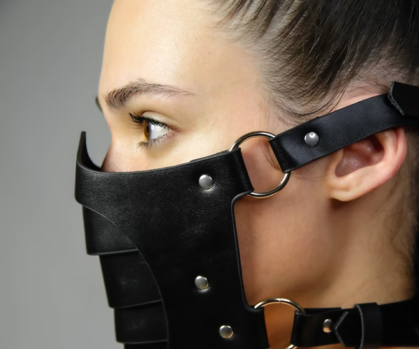 Sex mask, Black sex mask, BDSM face mask, Bondage mask, Fetish mask, Submissive mask, Sex face mask, Submissive set, BDSM furniture - Image 2