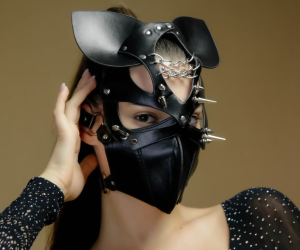 Mask with spikes, Erotic toys, Leather sex mask, Bondage toys, Sex mask, Sex accessory, Fetish furniture, Fetish mask, Bondage sex toy