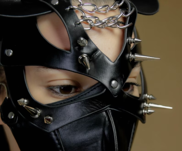 Mask with spikes, Erotic toys, Leather sex mask, Bondage toys, Sex mask, Sex accessory, Fetish furniture, Fetish mask, Bondage sex toy - Image 2