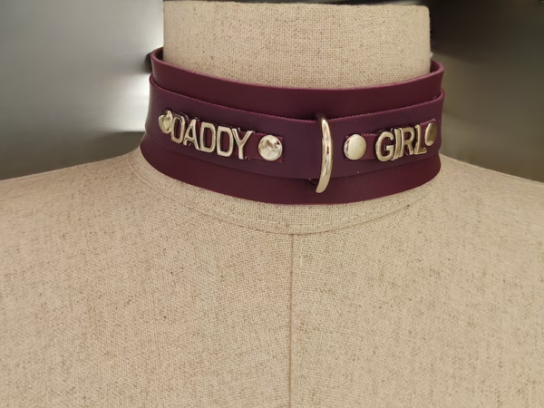 Custom, SLUT, DADDY or CUMSLUT thick collar with metal silver 10 mm letters choker, Custom Name with Metal Letter, Custom Letter Name leash