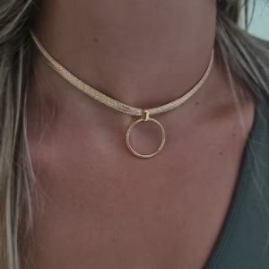 Bdsm Necklace, O Ring Day Collar - Discreet Day Collar - Collar For Women Sub - Gold Day Collar, Submissive Day Collar, Collar Jewelry Gift