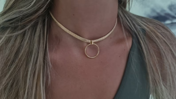 Bdsm Necklace, O Ring Day Collar - Discreet Day Collar - Collar For Women Sub - Gold Day Collar, Submissive Day Collar, Collar Jewelry Gift