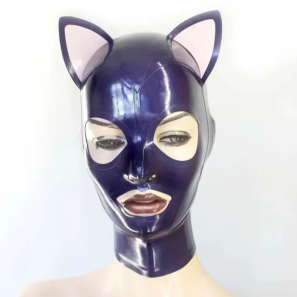 Latex Cat Hood with Open Eyes and Mouth for BDSM and Cosplay - Image 2