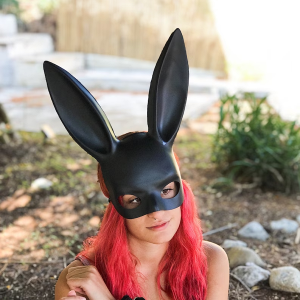 Sexy/Kinky ddlg Bunny Mask in Matte Black or White ,Silicon/Plastic Hybrid Halloween bdsm party mask, for photoshooting, kinky bunny mask