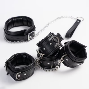 BDSM Leather Set, Bdsm Collar, bdsm hancuffs and ankle cuffs, Bdsm wrist cuffs