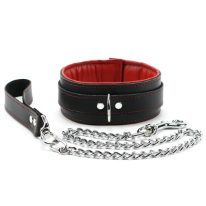 Bdsm Collar and Leash Leather BDSM 2'' Padded Bondage Gear Collar Red Lambskin Lined Fetish Collar Submissive Collar oddo leather Mandrake