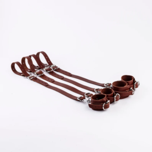 Four Straps and Cuffs for Bed Restraints Cowhide and Strong Hardware Great for Bed Bondage Restraints, Bondage ankle cuffs or wrist cuffs.