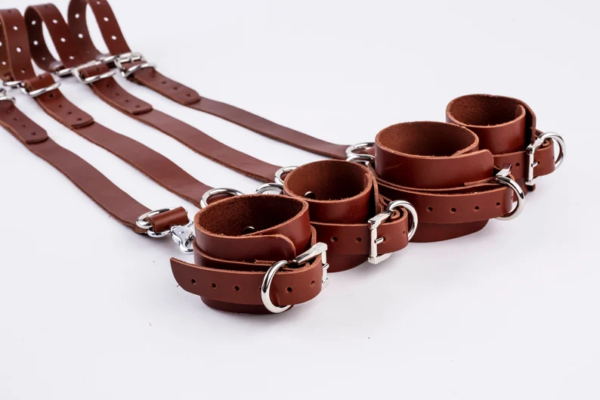 Four Straps and Cuffs for Bed Restraints Cowhide and Strong Hardware Great for Bed Bondage Restraints, Bondage ankle cuffs or wrist cuffs. - Image 2