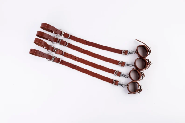 Four Straps and Cuffs for Bed Restraints Cowhide and Strong Hardware Great for Bed Bondage Restraints, Bondage ankle cuffs or wrist cuffs. - Image 3