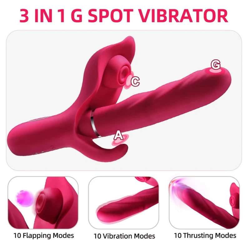 3 in 1 Clitoral Sucking Dildo Vibrator with 10 Thrusting | 10 Vibrating Modes Sex Toys for Women - Image 4