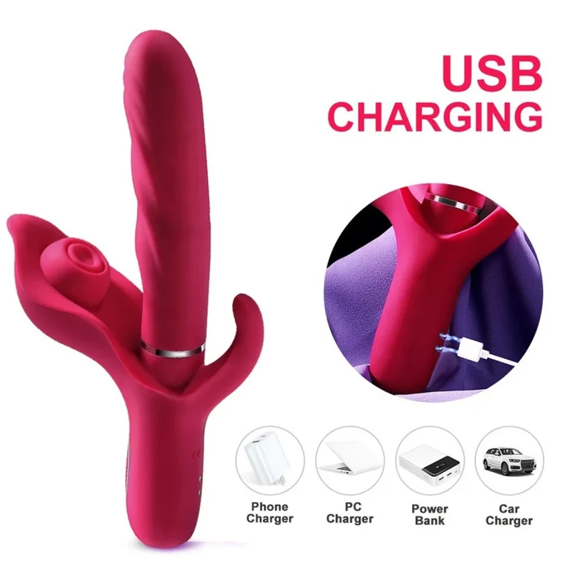 3 in 1 Clitoral Sucking Dildo Vibrator with 10 Thrusting | 10 Vibrating Modes Sex Toys for Women - Image 7