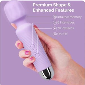 Vibrator Wand Massager- Womens Vibrator Toy Wand with 20 Patterns & 8 Speeds- Soft Silicone Battery Operated Vibrator- Waterproof
