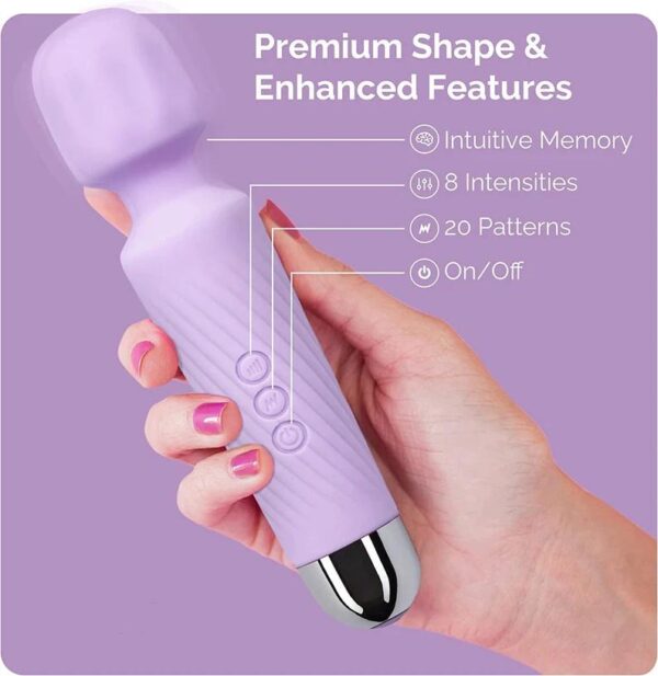 Vibrator Wand Massager- Womens Vibrator Toy Wand with 20 Patterns & 8 Speeds- Soft Silicone Battery Operated Vibrator- Waterproof