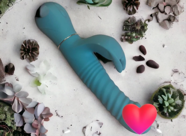 Cyan Rabbit Ribbed Zen Dildo Vibrator Sex Toys