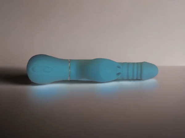 Cyan Rabbit Ribbed Zen Dildo Vibrator Sex Toys - Image 4