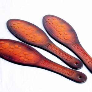 BDSM Paddle, Paw Print Leather Paddle, Leather Spanking Paddle. Leather Oval Paw Print Leather Paddle. Over 18's only Bedroom Play. Sex Toy