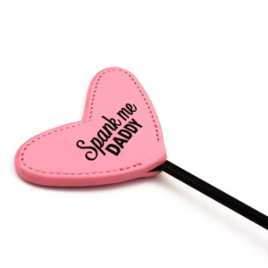 Spank Me Daddy flogger. Faux leather pink heart custom spanking flogger. DDLG play toys for littles and daddy's. Custom spanking paddle