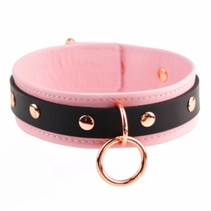Deluxe Blush Pink Leather & Rose Gold BDSM Collar | Handcrafted Submissive Bondage Collar