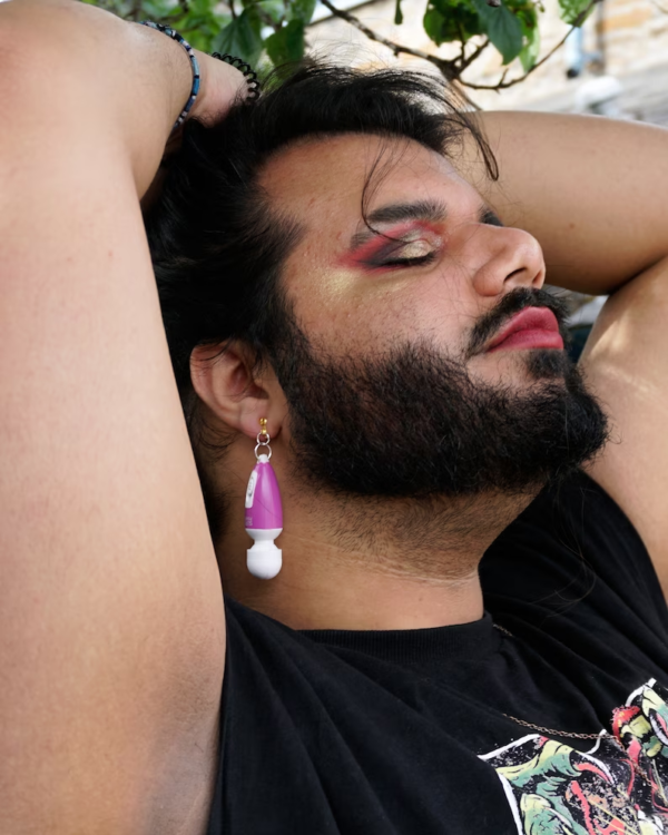 Vibrator Earrings, Purple! - Buzz Vibe Hitatchi Magic Sex Toy Feminist Positive y2k Rave Clubkid Kink Kinky Hen Party - Image 4
