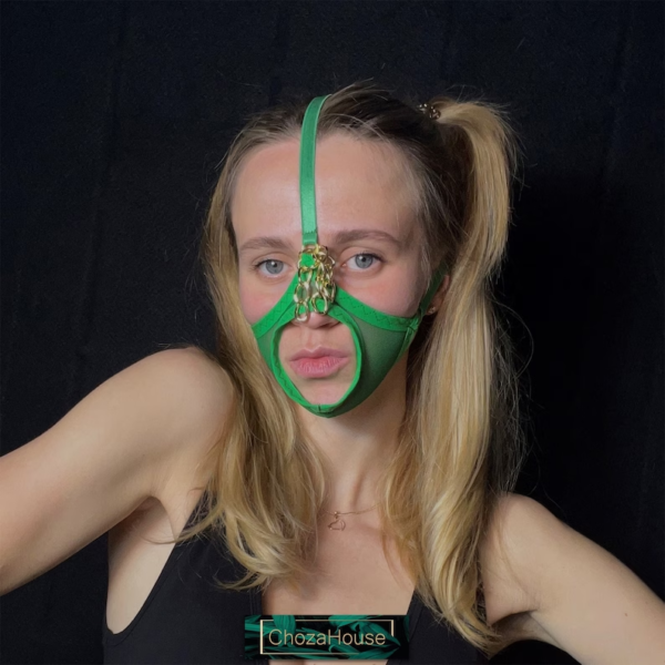 Erotic Mask with Mouth hole, Face Harness, Mistress Mask, BDSM Mask, Submissive mask, Blindfold Mask, Fetish Mask, Kinky Mask, BDSM Hood - Image 2