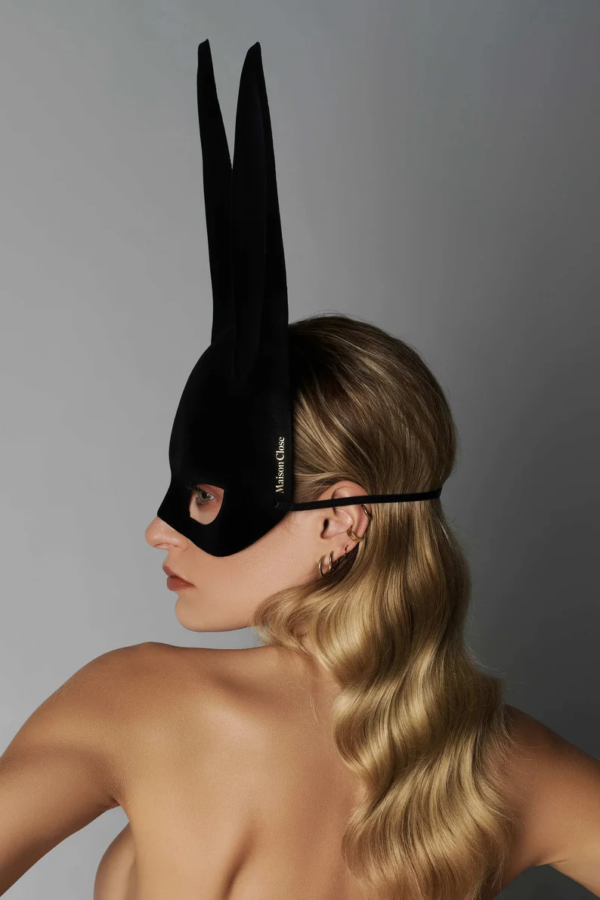 Velvet bunny mask and tail "Miss Bunny Black" Bunny Mask Sexy Accessory Festival Accessory BDSM fetish mask sexy lingerie Role play - Image 2