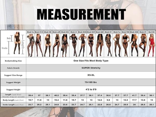 Buitifo Womens Fishnet Bodystocking Plus Size Crotchless Bodysuit Sexy Tights Soft Nightwear Lingerie - Image 6